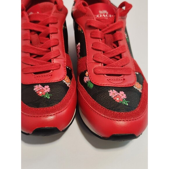 Coach Rebecca II Signature Logo Red and Black Floral Athletic Shoes 7.5 GREAT! - Picture 9 of 16